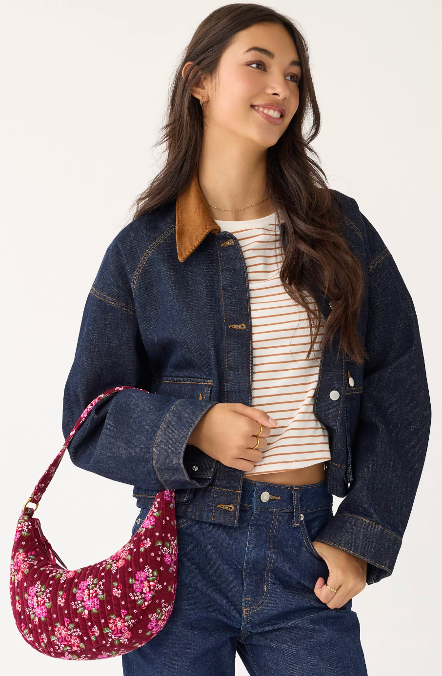 Clara Convertible Shoulder Bag- Petal Pouf in Corduroy