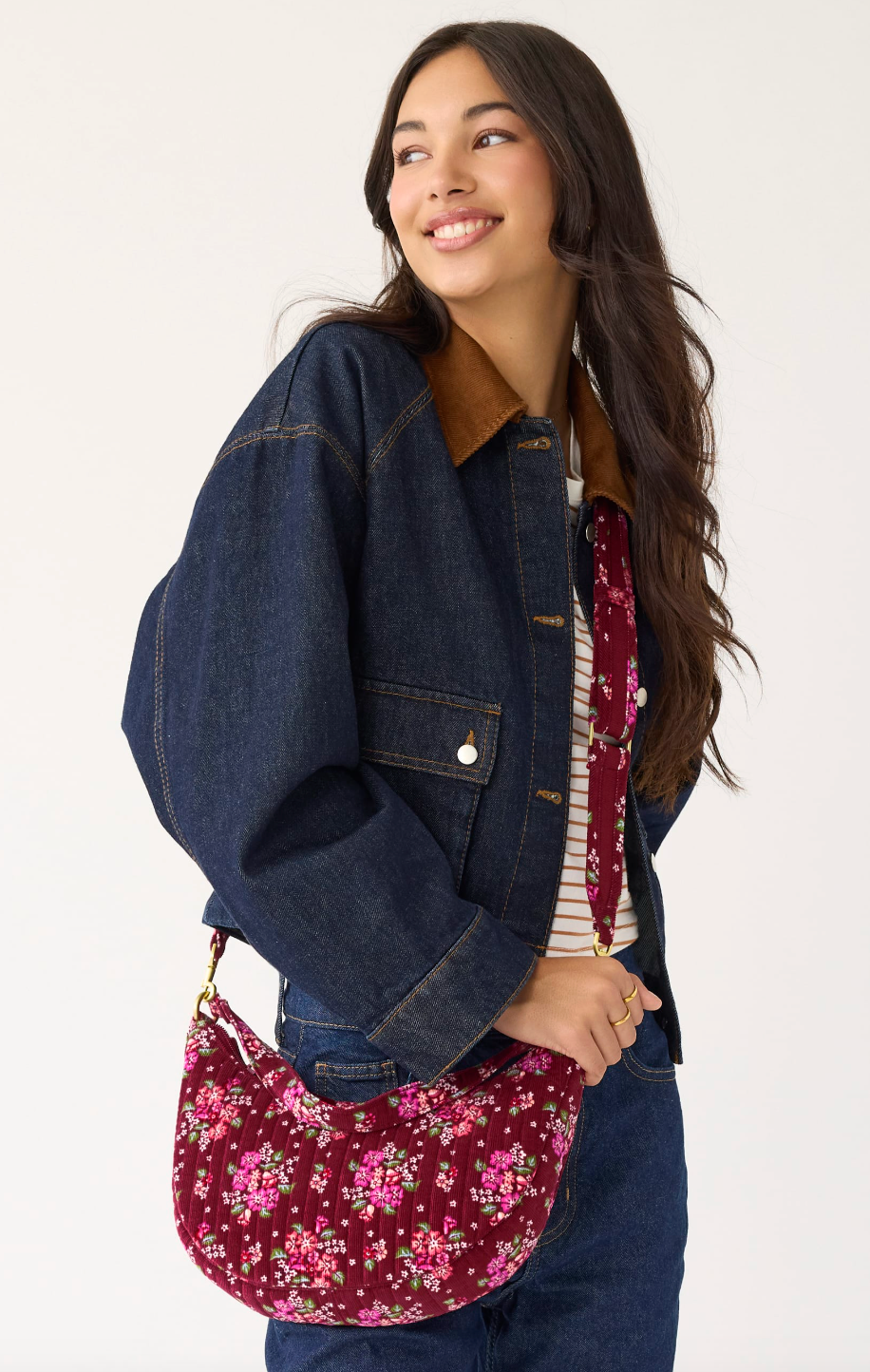 Clara Convertible Shoulder Bag- Petal Pouf in Corduroy