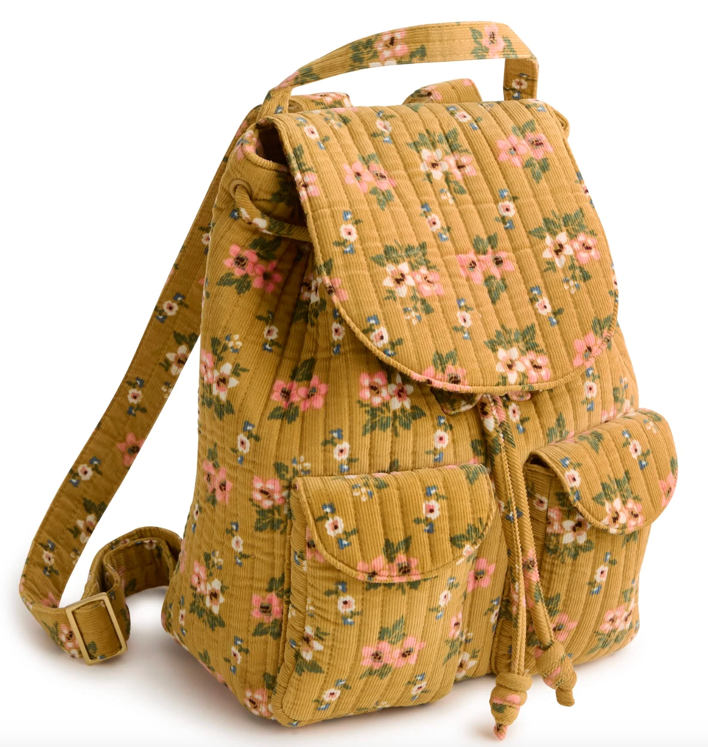 Deluxe Drawstring Backpack- Honeybloom in Corduroy