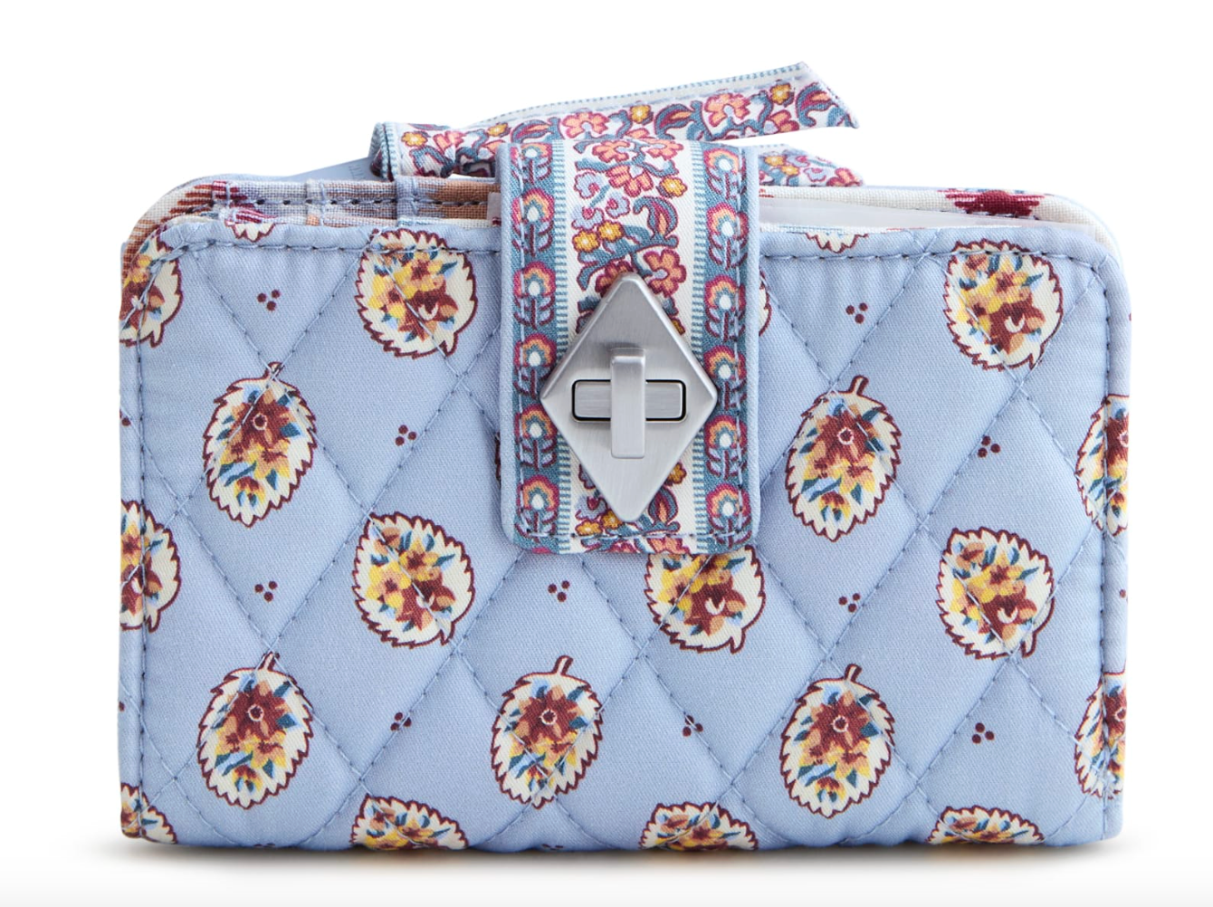 Small Turnlock Wallet-Blue Leaf