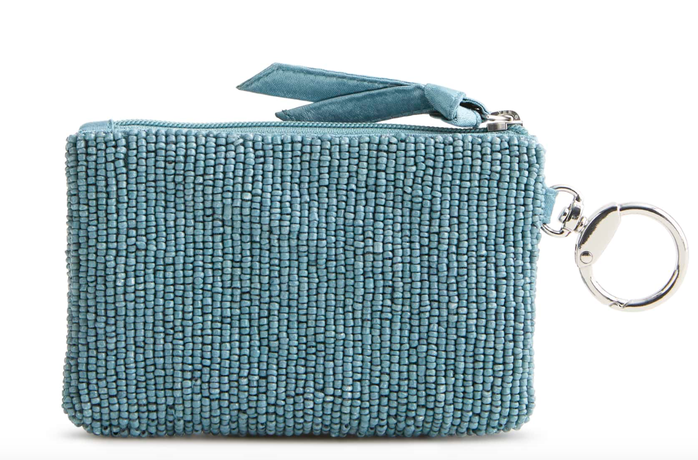 Beaded Zip Pouch- Prairie Blooms Bluestone