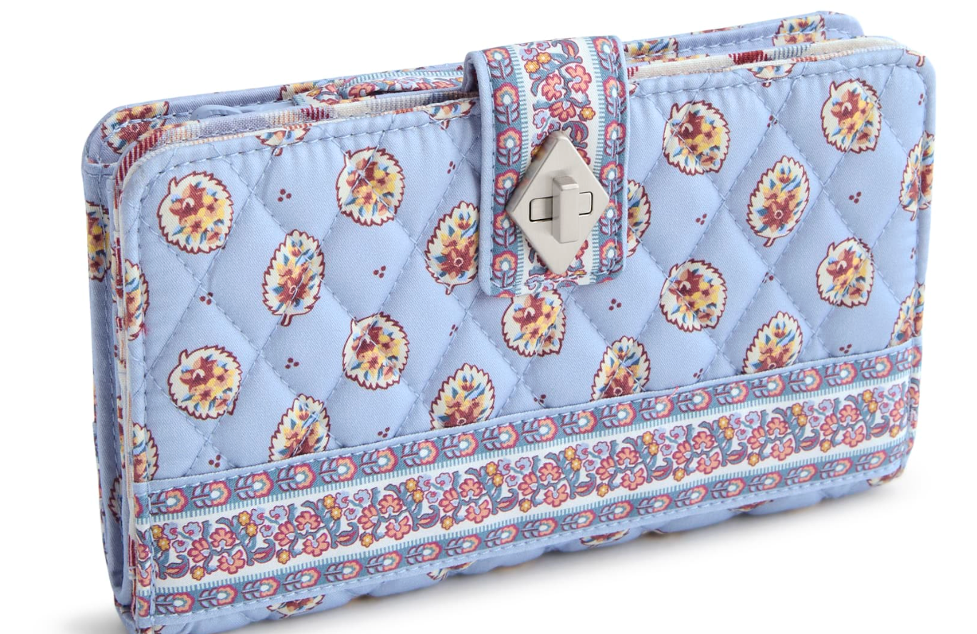 Turnlock Wallet- Blue Leaf