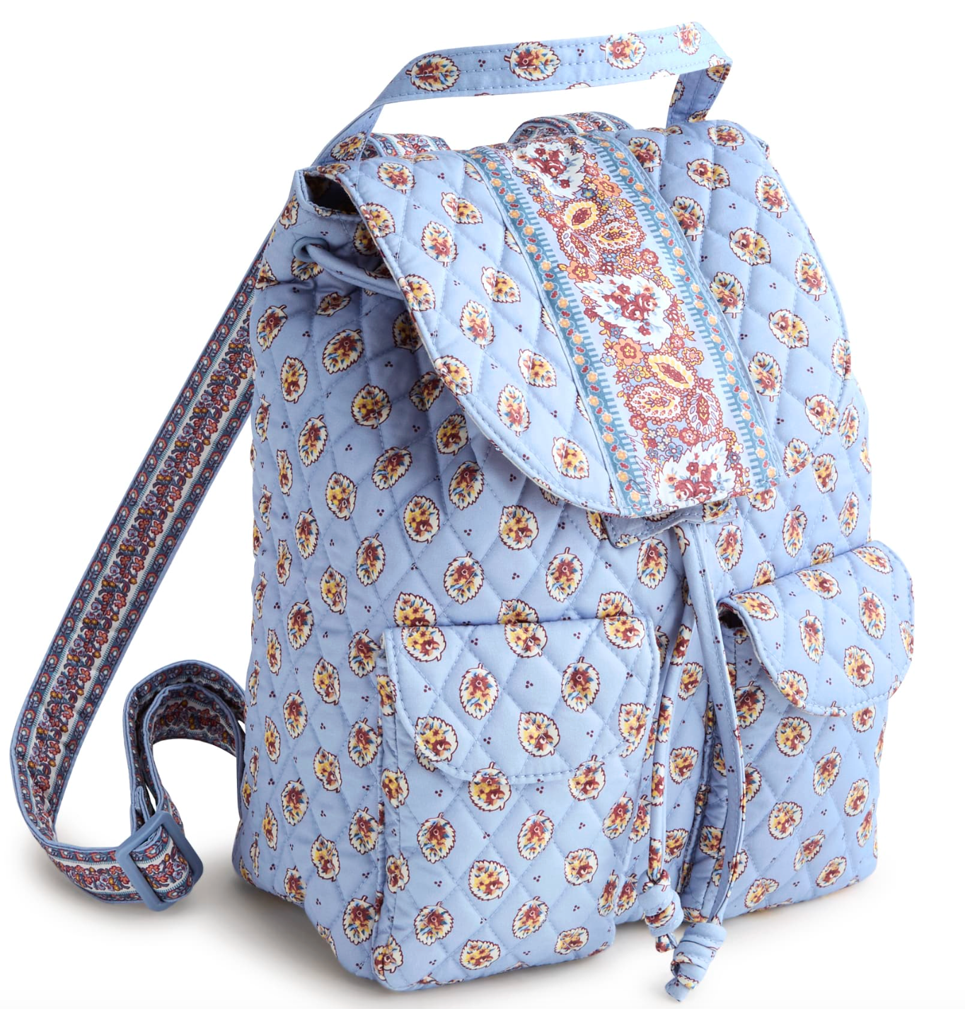 Deluxe Drawstring Backpack- Blue Leaf