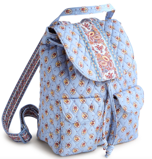 Deluxe Drawstring Backpack- Blue Leaf