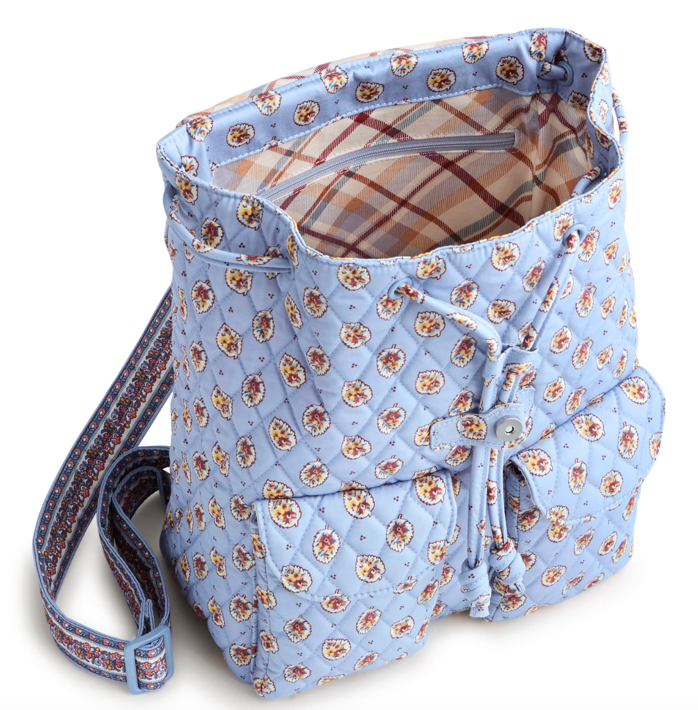 Deluxe Drawstring Backpack- Blue Leaf