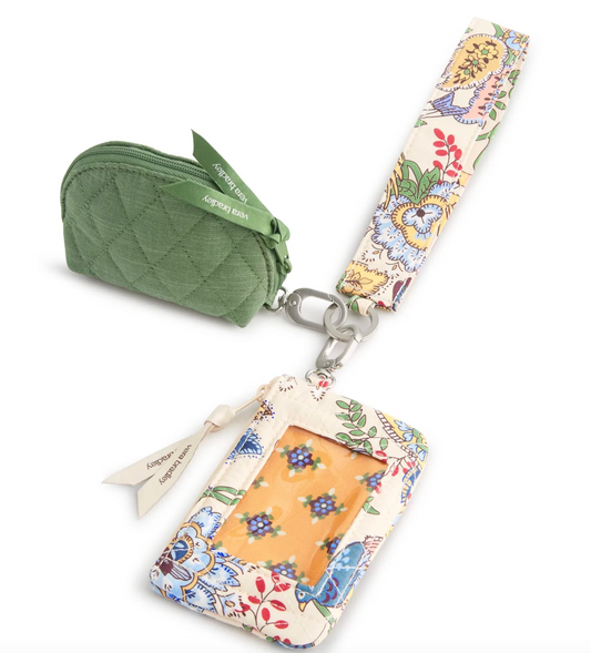 Dual Pouch Wide Wristlet- Prairie Blooms