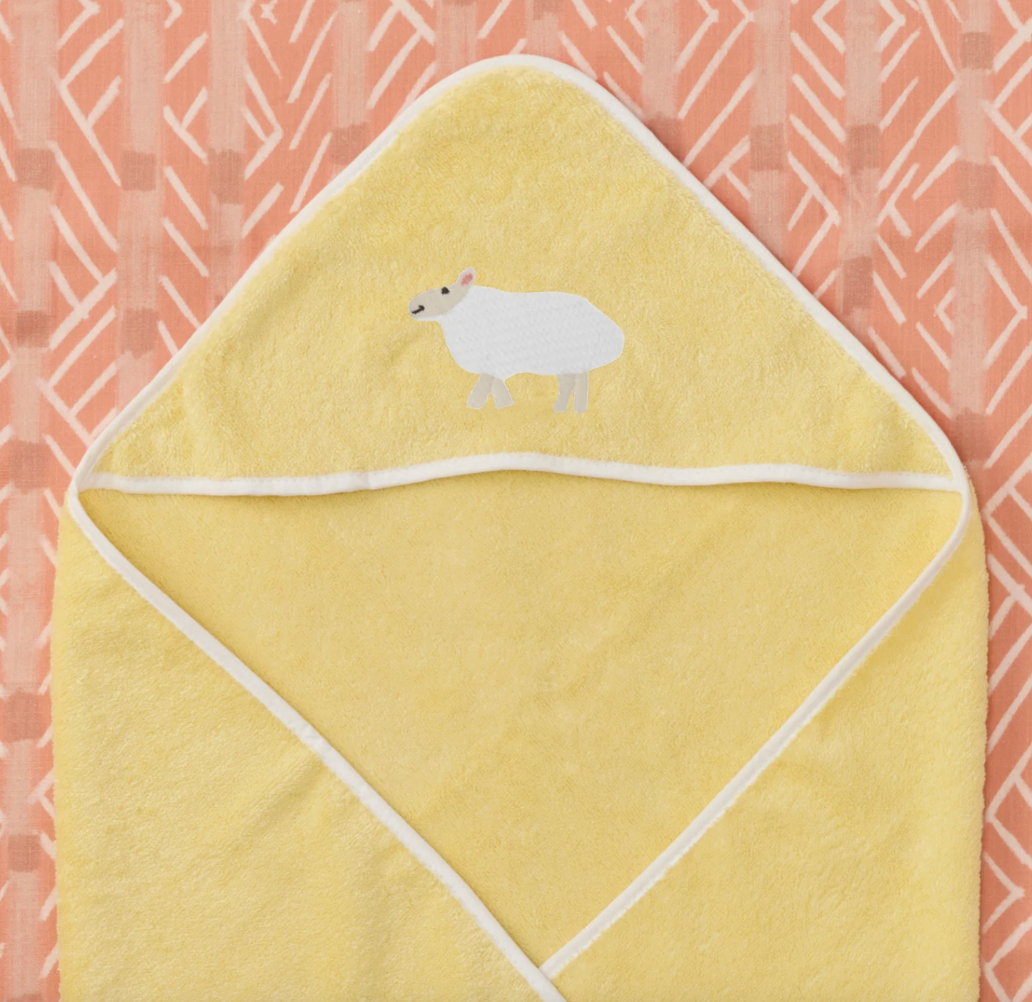 Baby Hooded Towel-Lamb on Buttercup