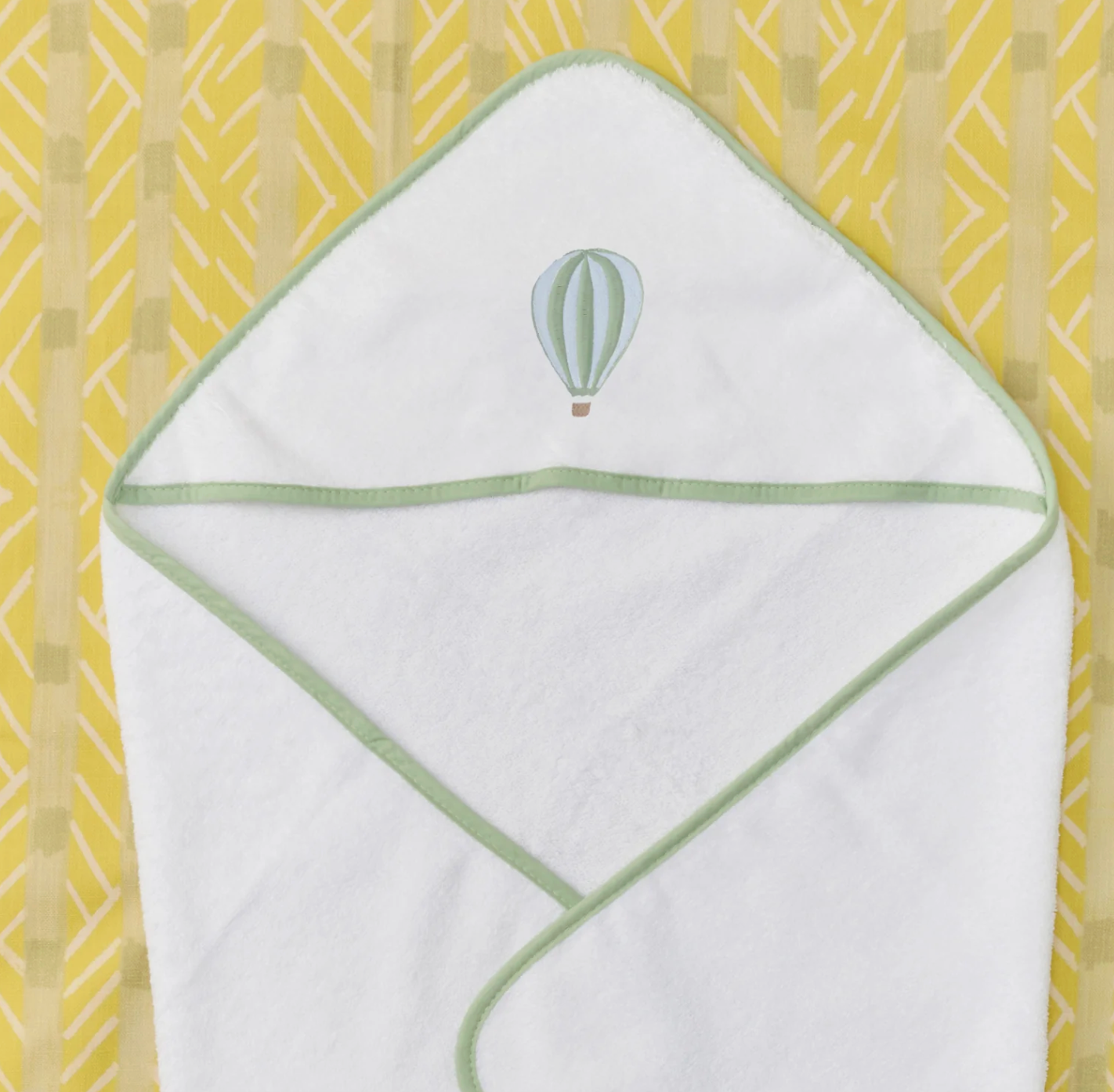 Baby Hooded Towel-Hot Air Balloon on Matcha