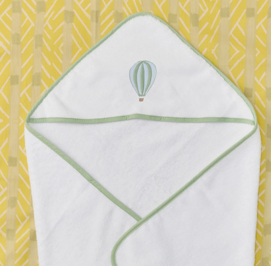 Baby Hooded Towel-Hot Air Balloon on Matcha
