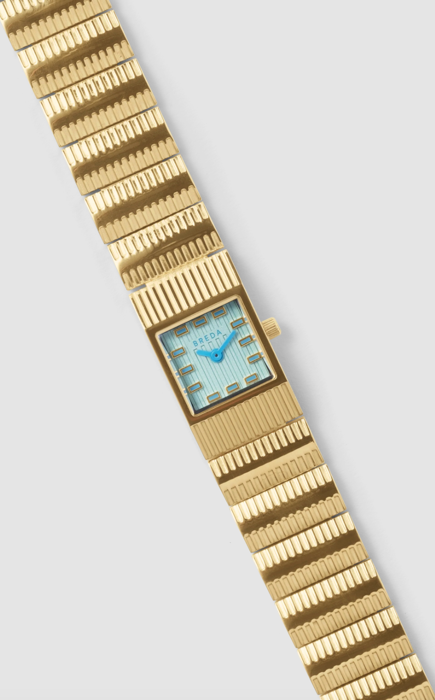 'Groove' Metal Bracelet Watch-Gold/Aqua, 16MM
