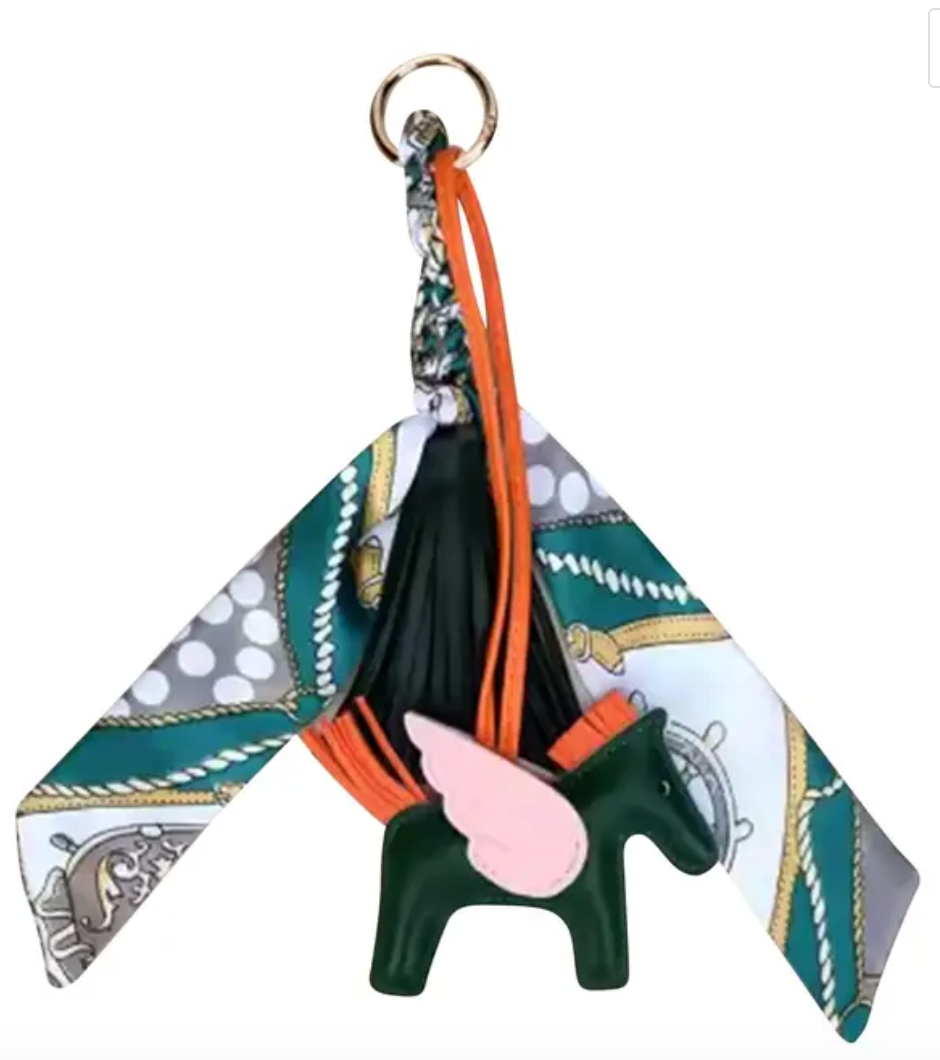 Horse and Scarf Bag Charm- Dark Green