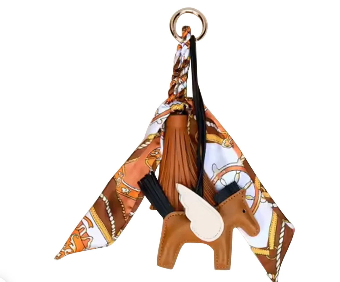 Horse and Scarf Bag Charm- Brown
