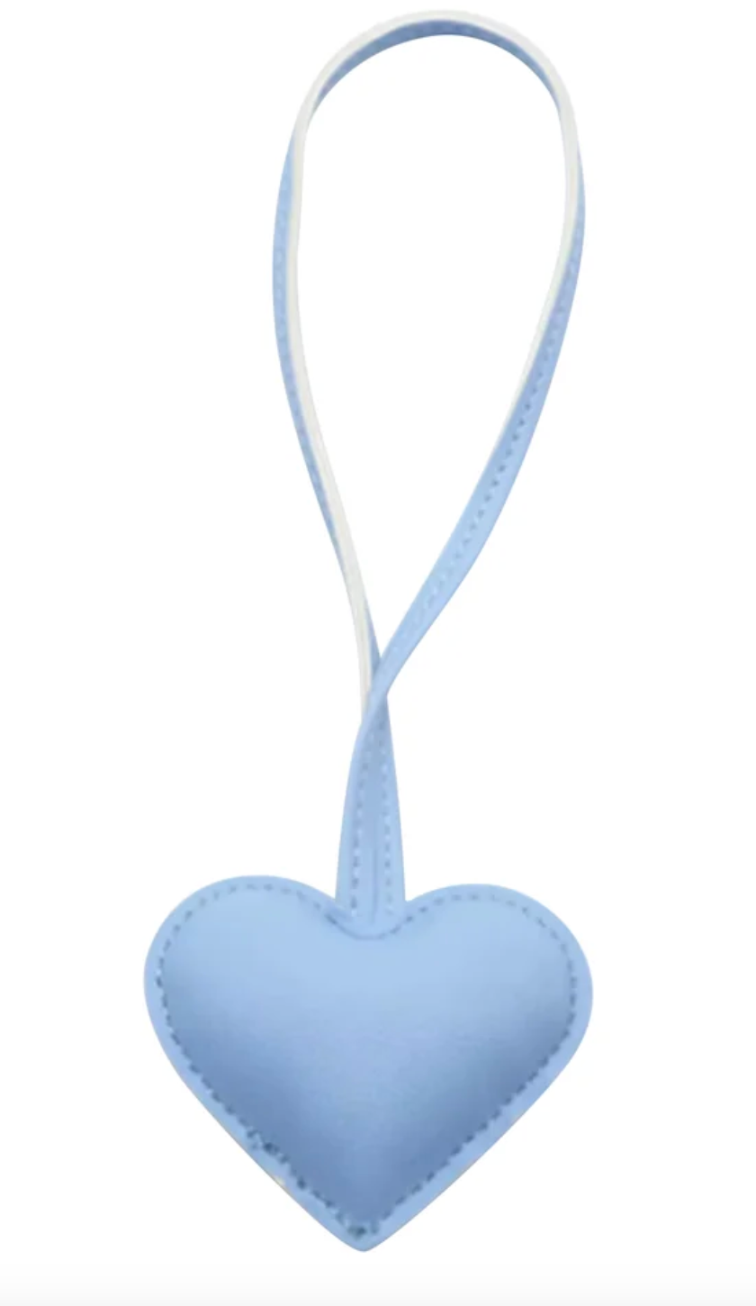 Faux Leather Heart Charm - Light Blue