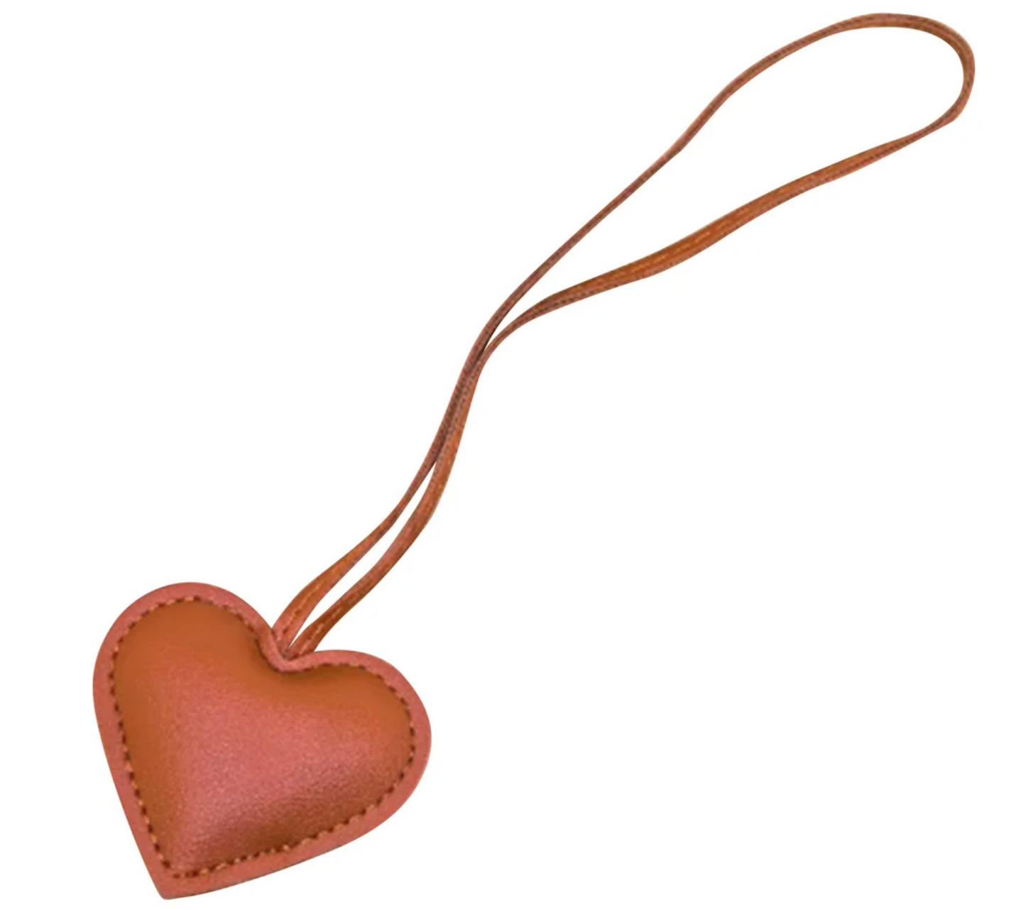 Faux Leather Heart Charm - Orange