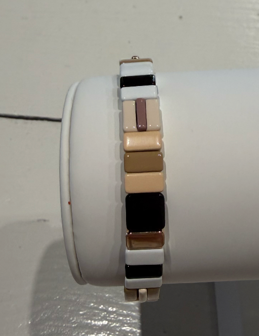 Latte Colored Patchwork Tile Bracelet