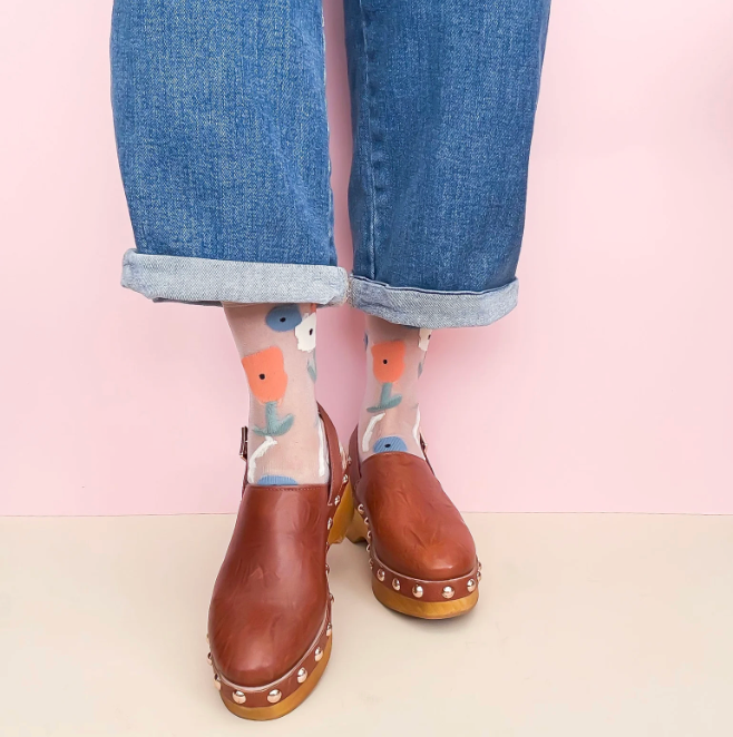 Glass Socks- Sheer and Breathable-Transparent Tulips