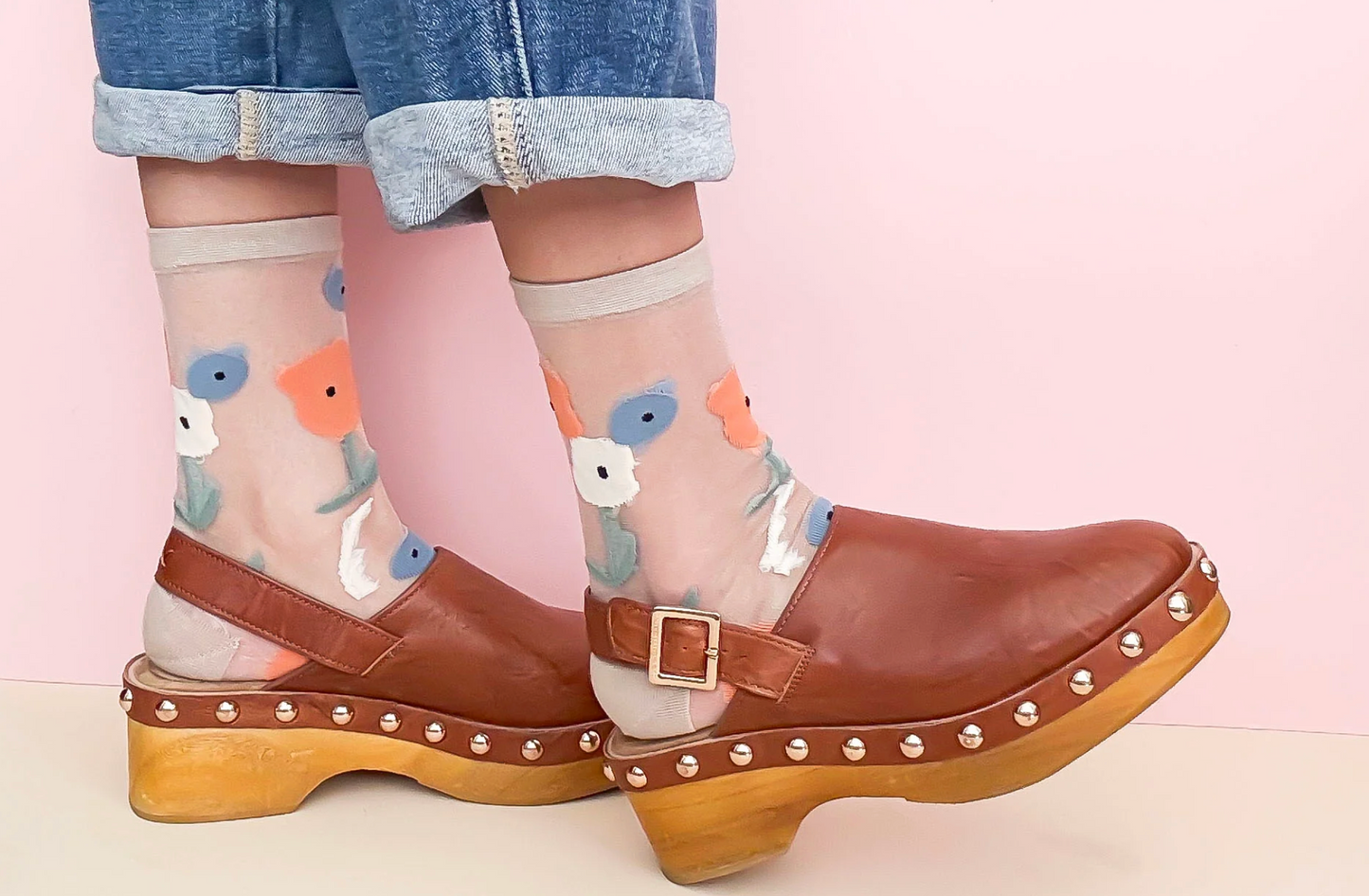 Glass Socks- Sheer and Breathable-Transparent Tulips