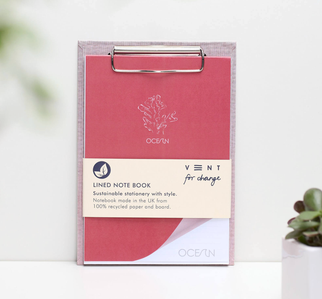 A5 Clipboard & Pad – Recycled Ocean Plastics – Coral Pink