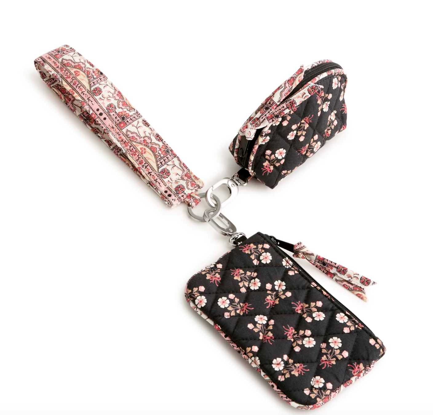 Dual Pouch Wide Wristlet- Melissa Ditsy