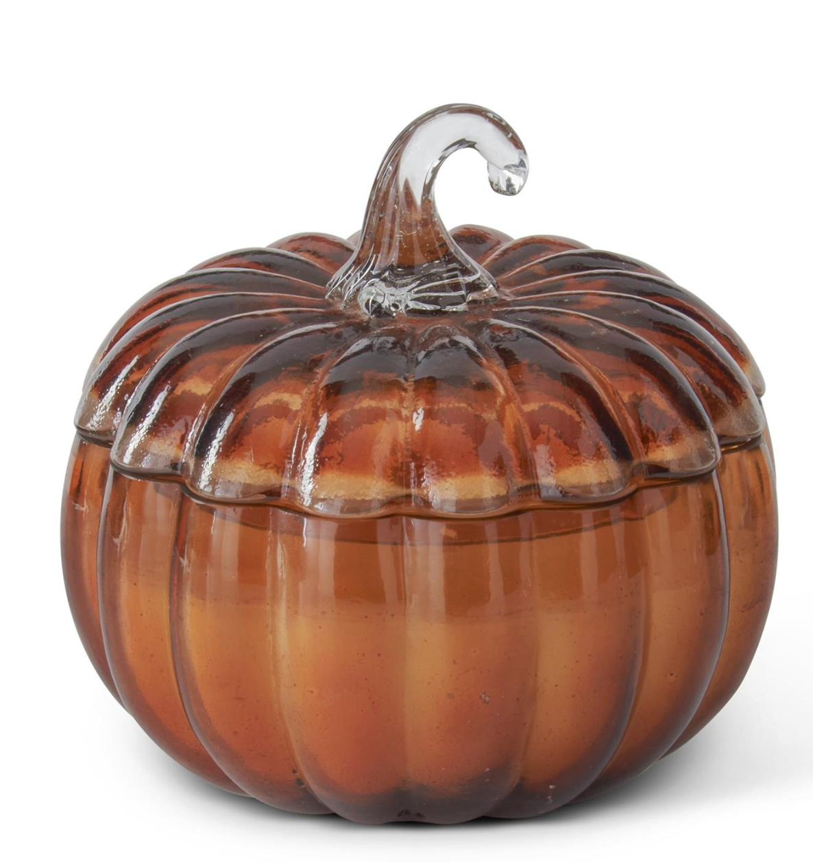 4.75 Inch Brown Glass Filled Pumpkin Candles (2 Scents)