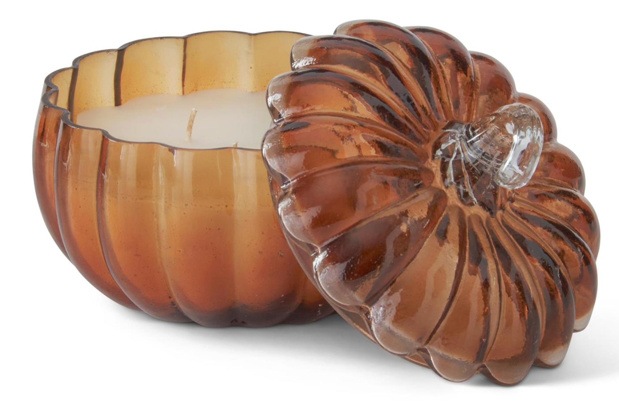 4.75 Inch Brown Glass Filled Pumpkin Candles (2 Scents)