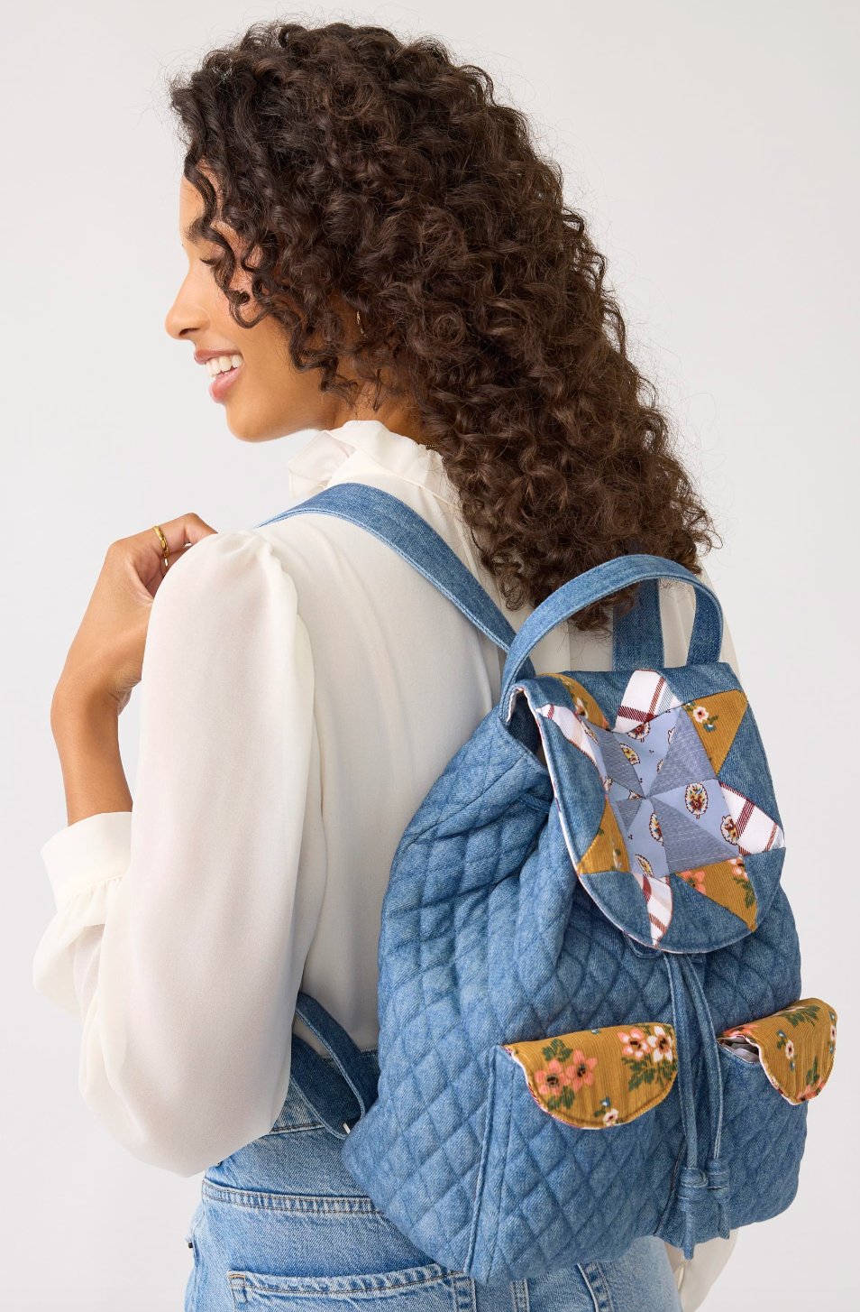 Deluxe Drawstring Backpack-Pinwheel Riverside