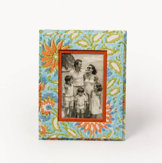 Medium Block Print Photo Frame (4x6) - Vintage Marigold