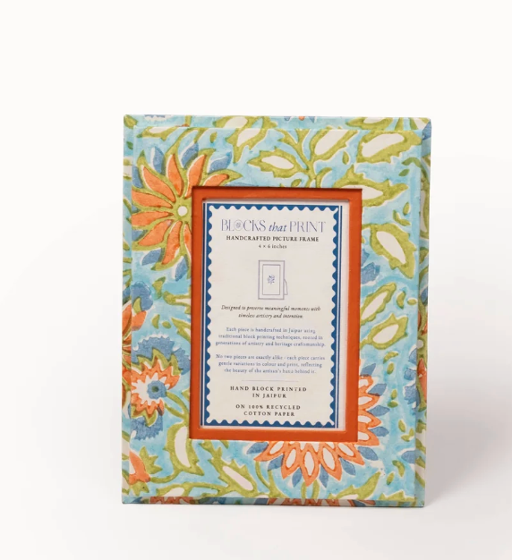 Medium Block Print Photo Frame (4x6) - Vintage Marigold