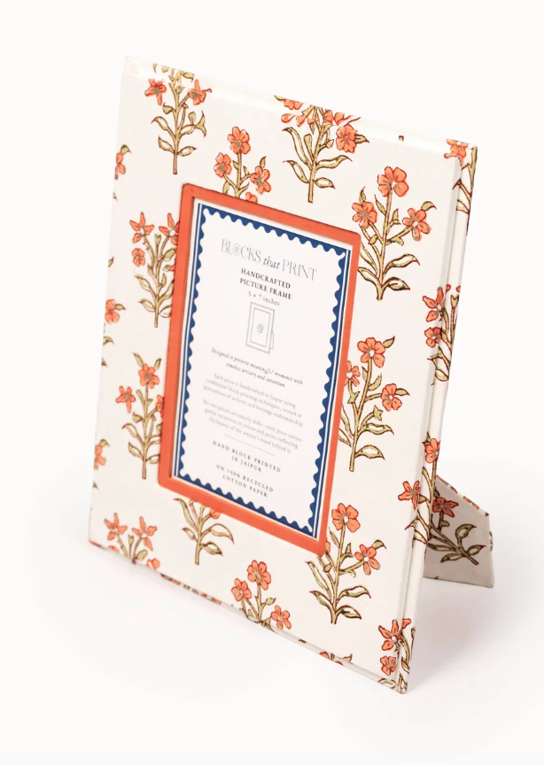 Large Block Print Photo Frame (5X7) - Leela Apricot