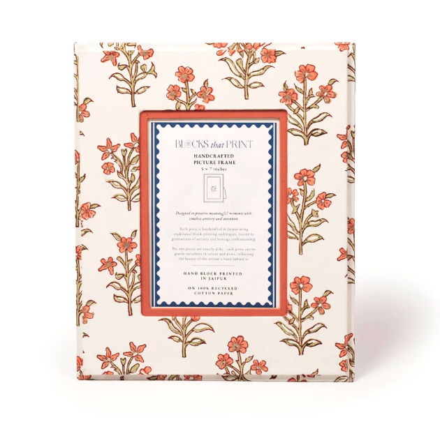 Large Block Print Photo Frame (5X7) - Leela Apricot