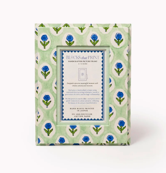 Medium Block Print Photo Frame (4X6) - Mint