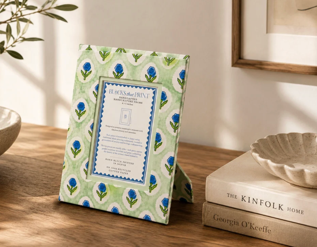 Medium Block Print Photo Frame (4X6) - Mint