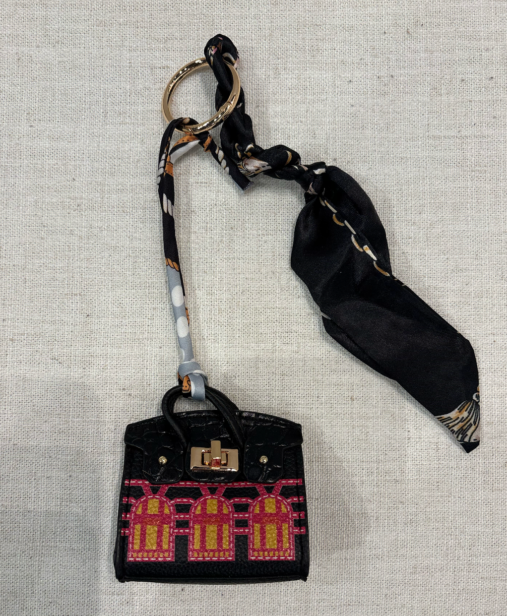Bag Charm-Mini Designer Bag w/ Scarf- Brown (Copy)