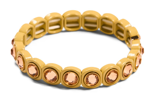 Aspen Jewel Crystal Stretch Bracelet-Mustard with Champagne Stone