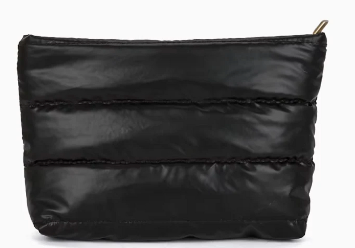 Puffy Quilted Nylon Pouch- Black