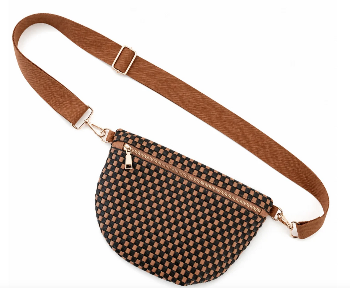 Checkered Crossbody Bags- Brown & Black