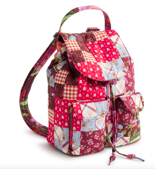 Deluxe Drawstring Backpack-Festive Check Patchwork