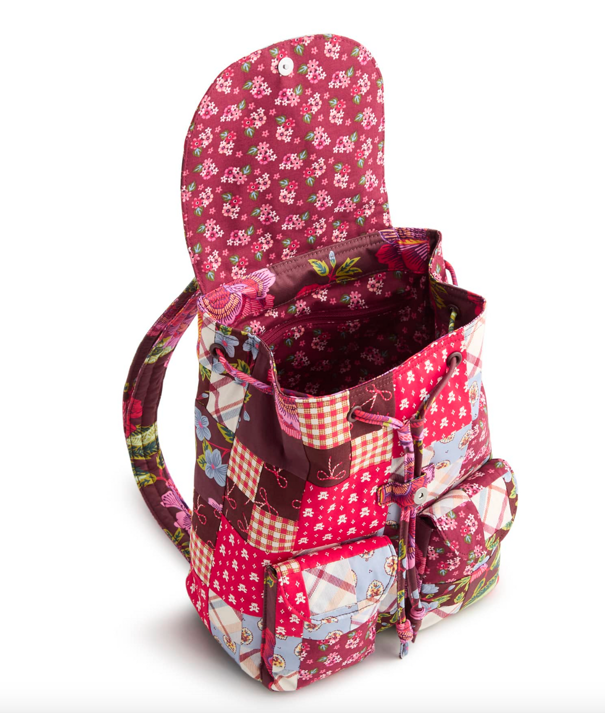 Deluxe Drawstring Backpack-Festive Check Patchwork