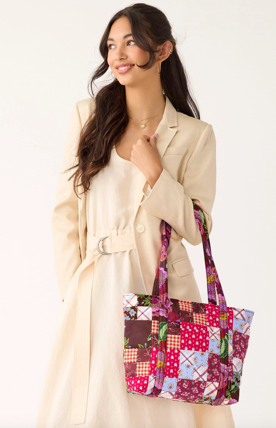 Small Original Vera Tote- Festive Check Patchwork