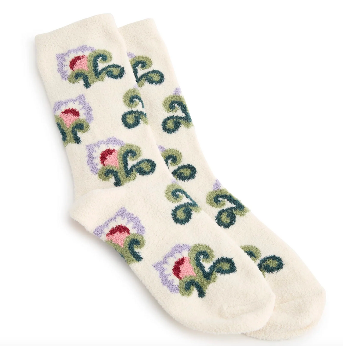 Fleece Socks-Chelsea Floral Cottage Cream
