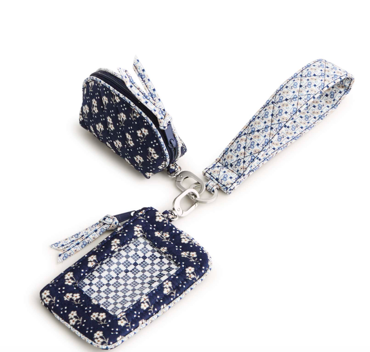 Dual Pouch Wide Wristlet- Rachel Ditsy Peacoat