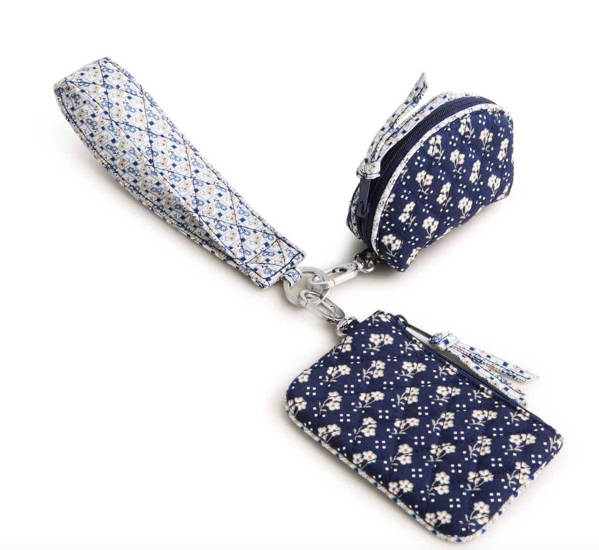 Dual Pouch Wide Wristlet- Rachel Ditsy Peacoat
