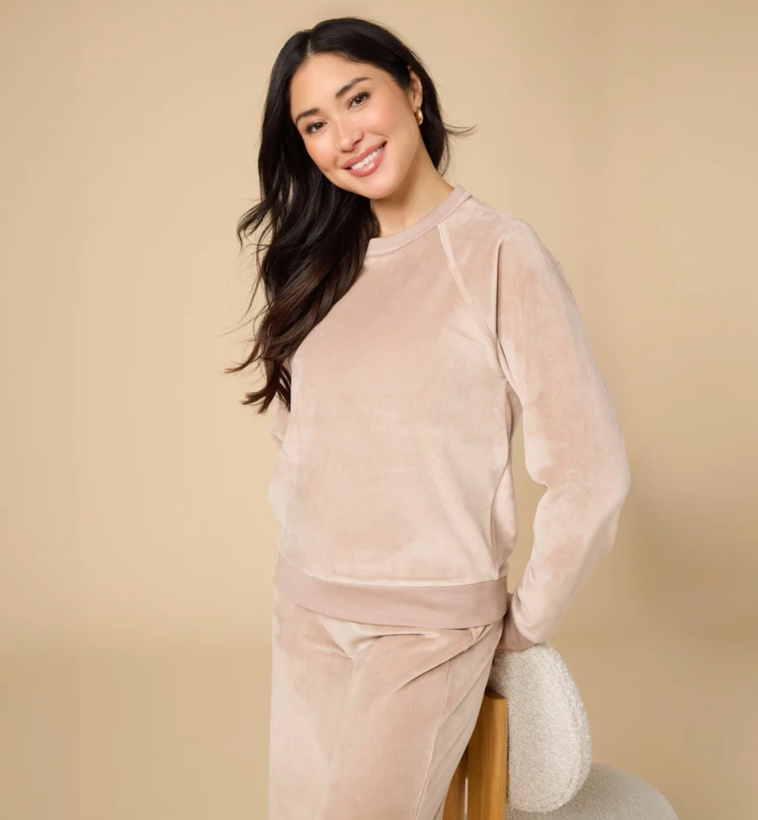 Serenity Raglan Crew with Wide Pant Lounge Set-Coco