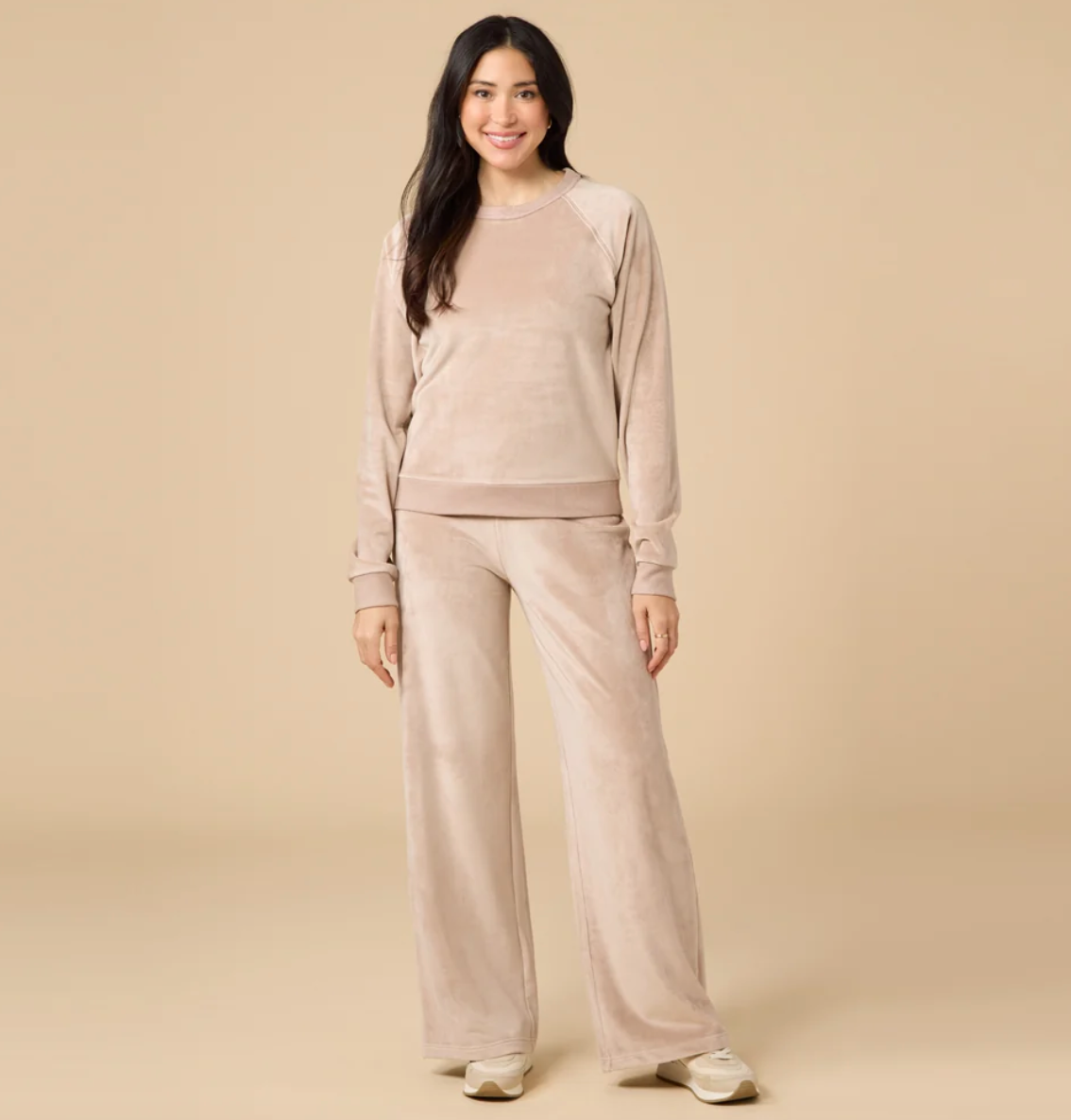 Serenity Raglan Crew with Wide Pant Lounge Set-Coco