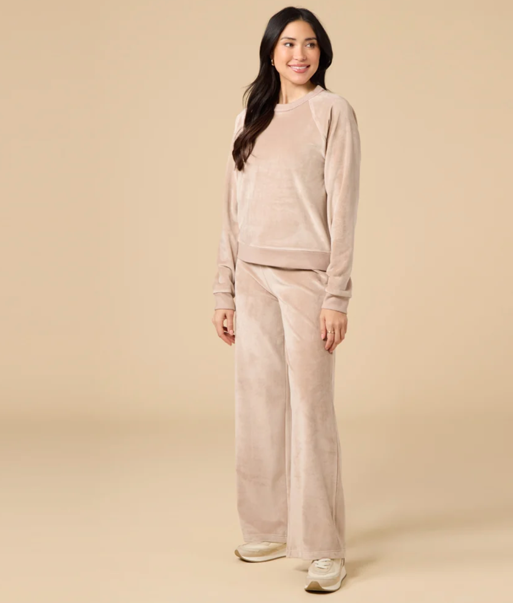 Serenity Raglan Crew with Wide Pant Lounge Set-Coco