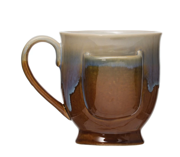 Stoneware Mug with Tea Bag Holder, 3 Colors