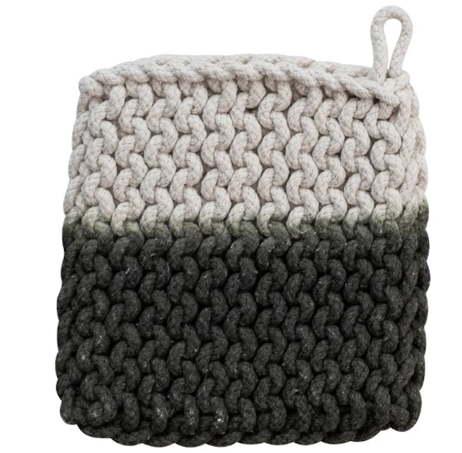 Cotton Crocheted Dip Dyed Pot Holder, 3 Styles