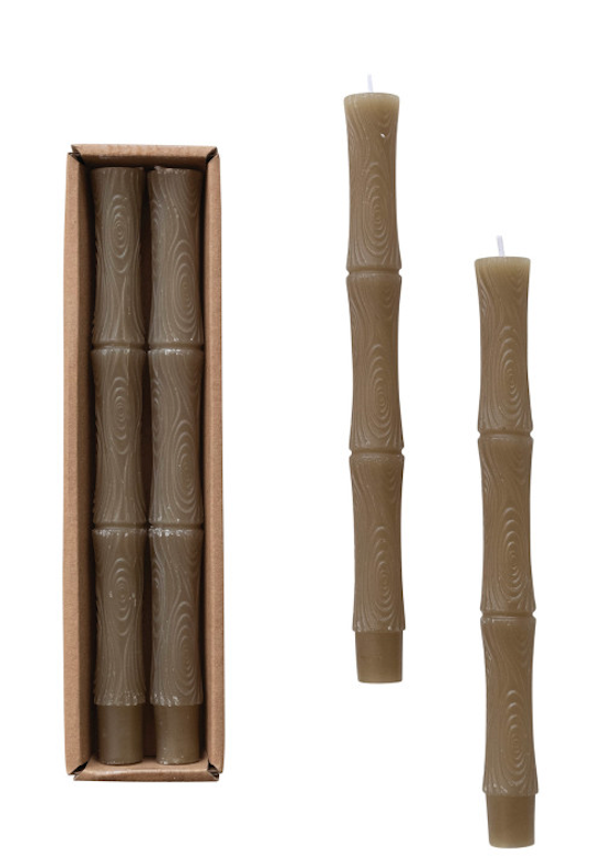 Unscented Sculpted Taper Candles, Olive Color, 3 Styles, Set of 2