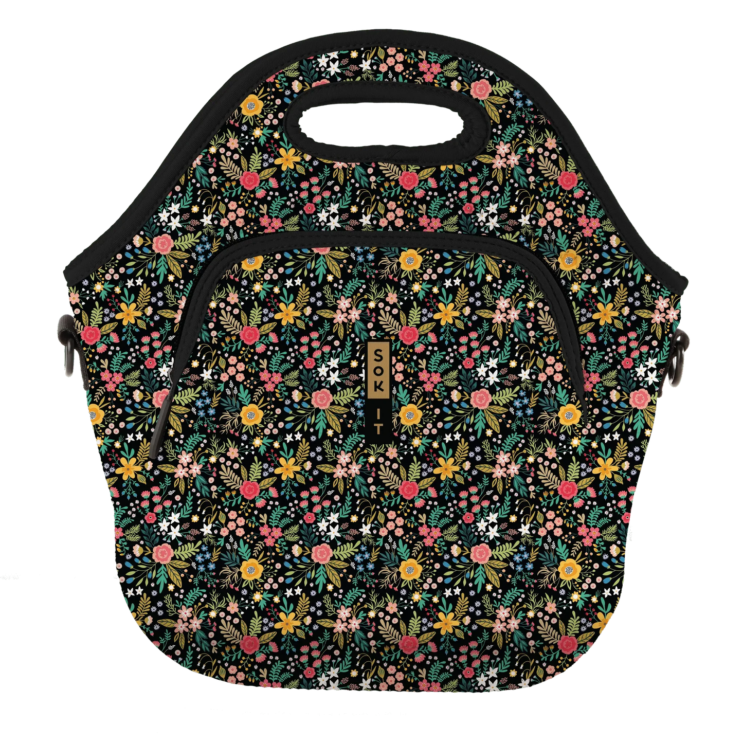 LunchTote XL - Black English Garden Picnic