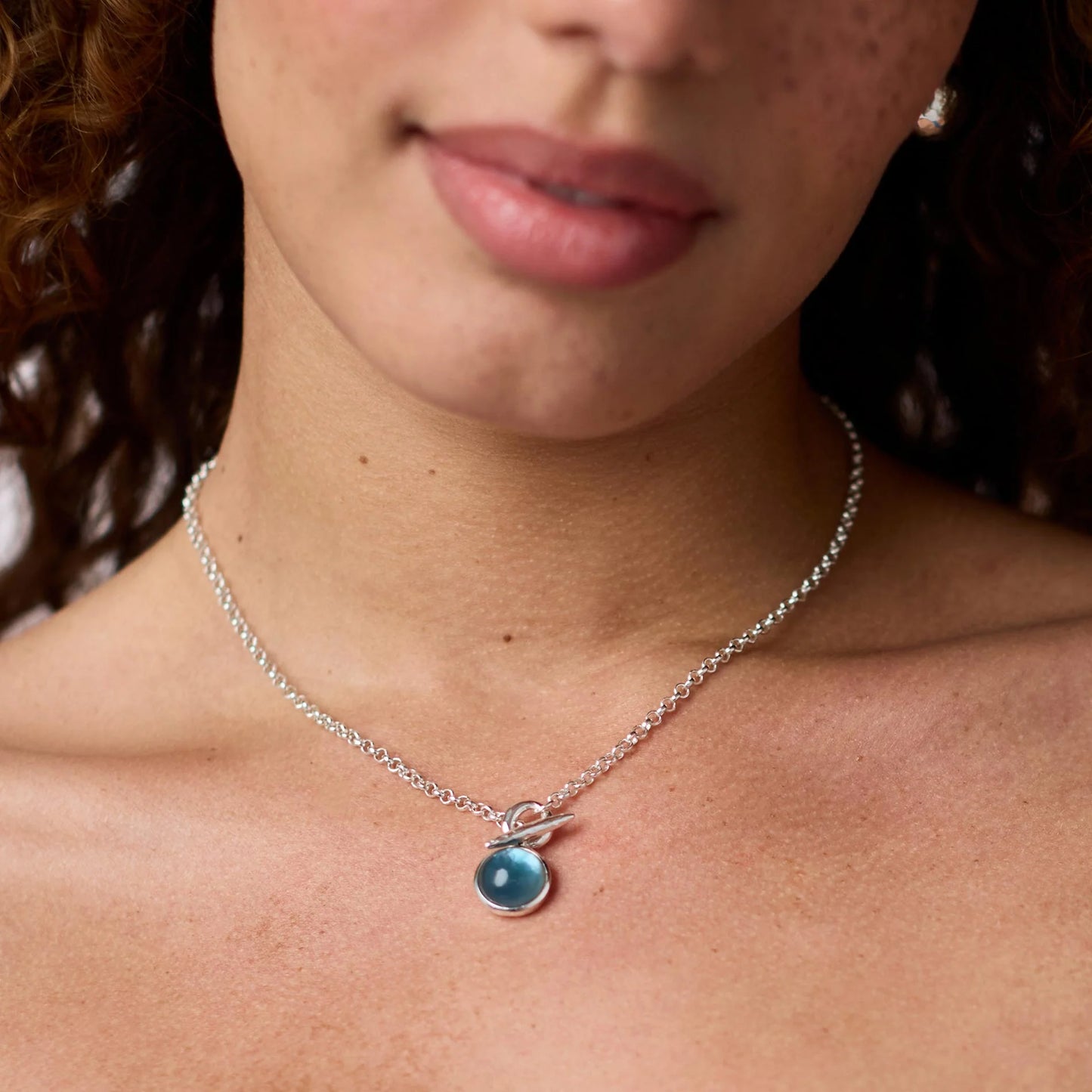 Solara Solitaire Necklace-Iridescent Montana Blue-Silver